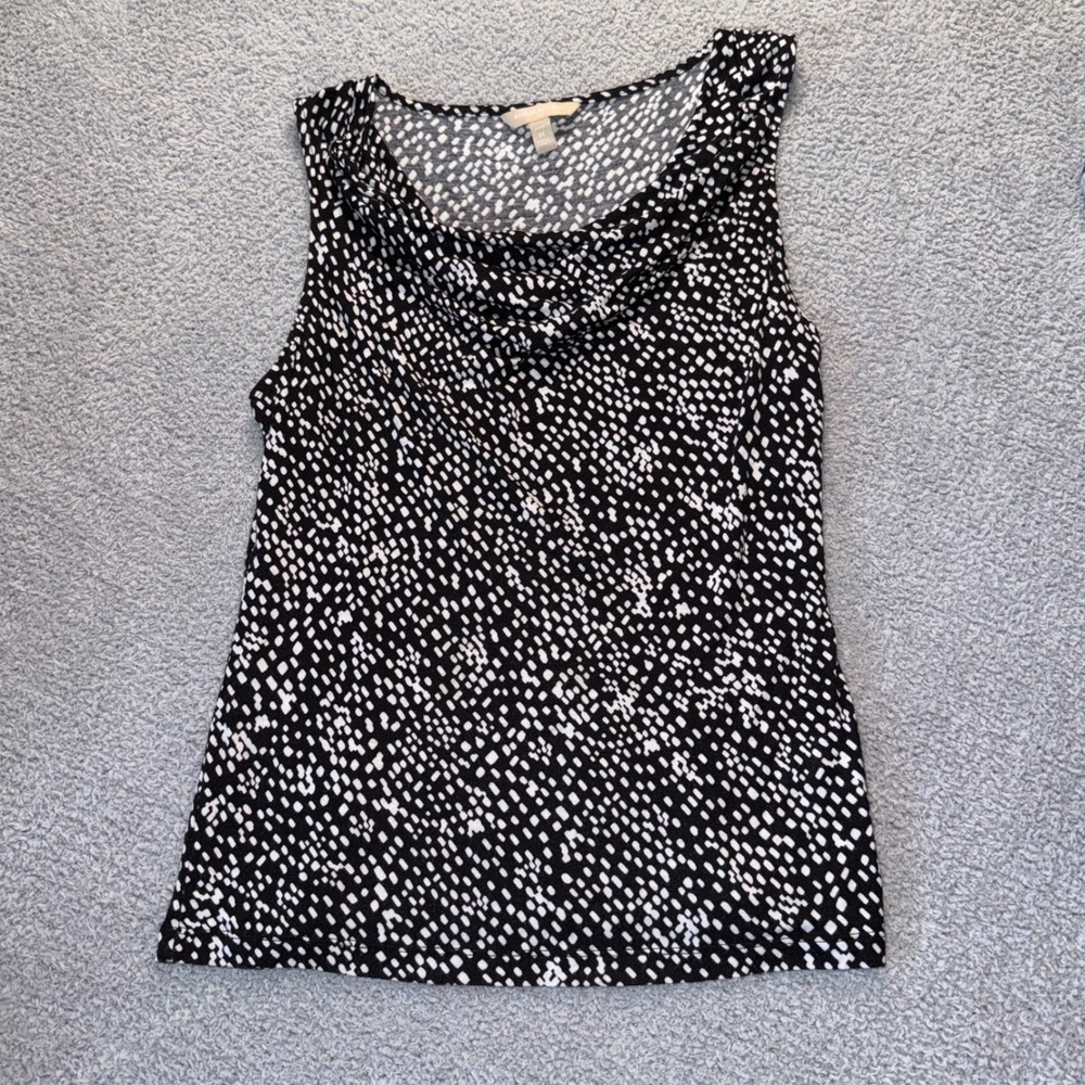 Banana Republic Black White Abstract Print Cowl Neck Sleeveless Tank Top M